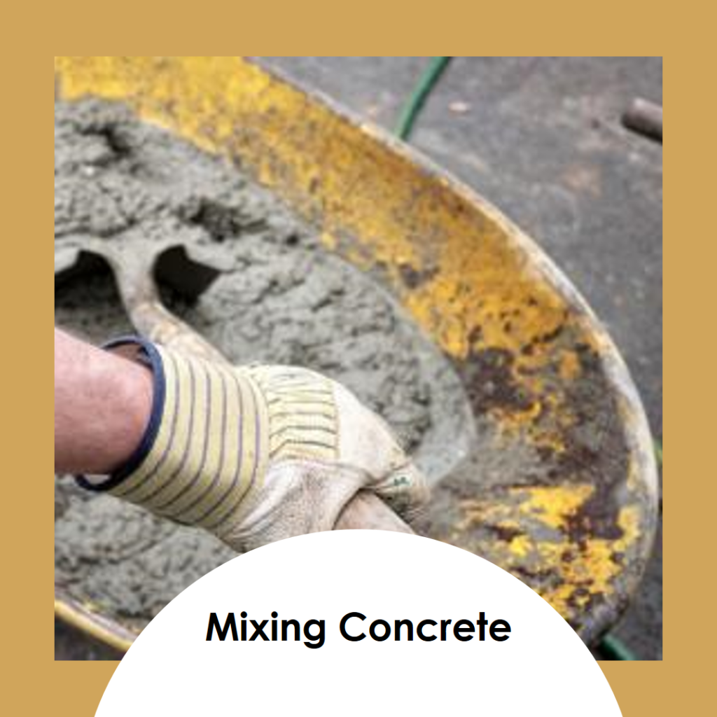 mixing the concrete for mosaic stepping stone
