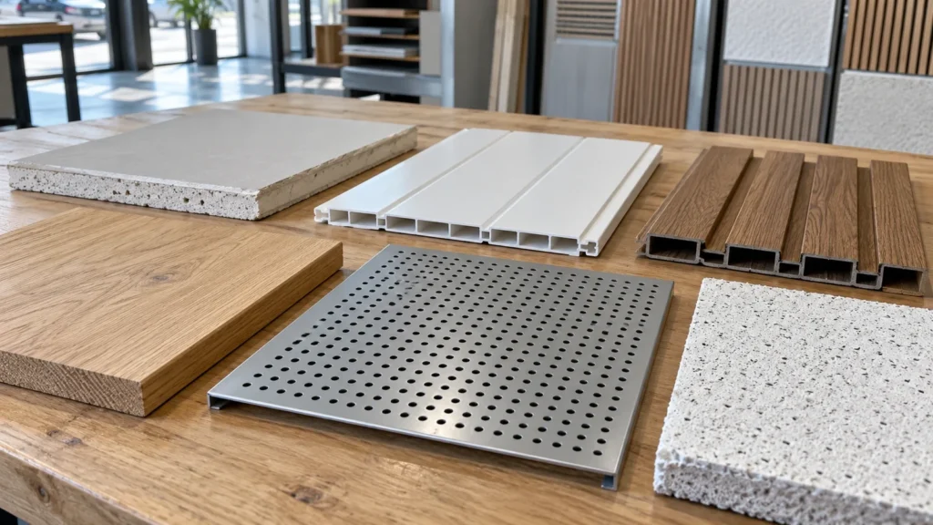 Ceiling material samples